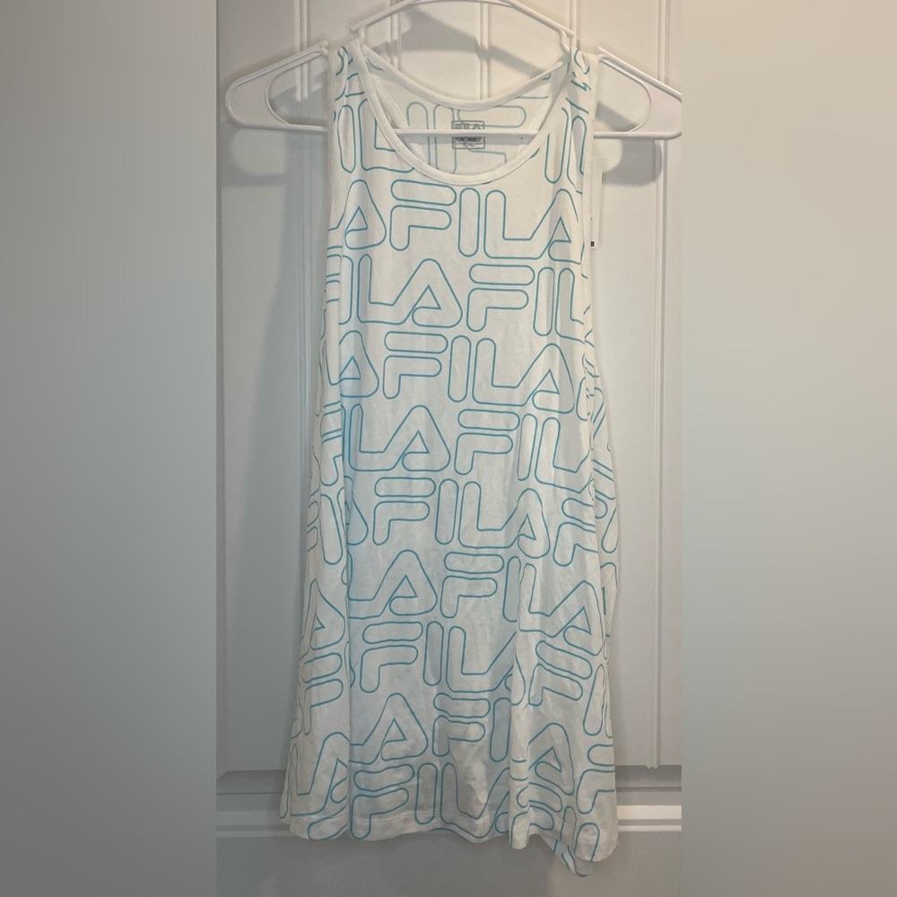 Fila White/Blue Tank Top with twist in back Size 2XL